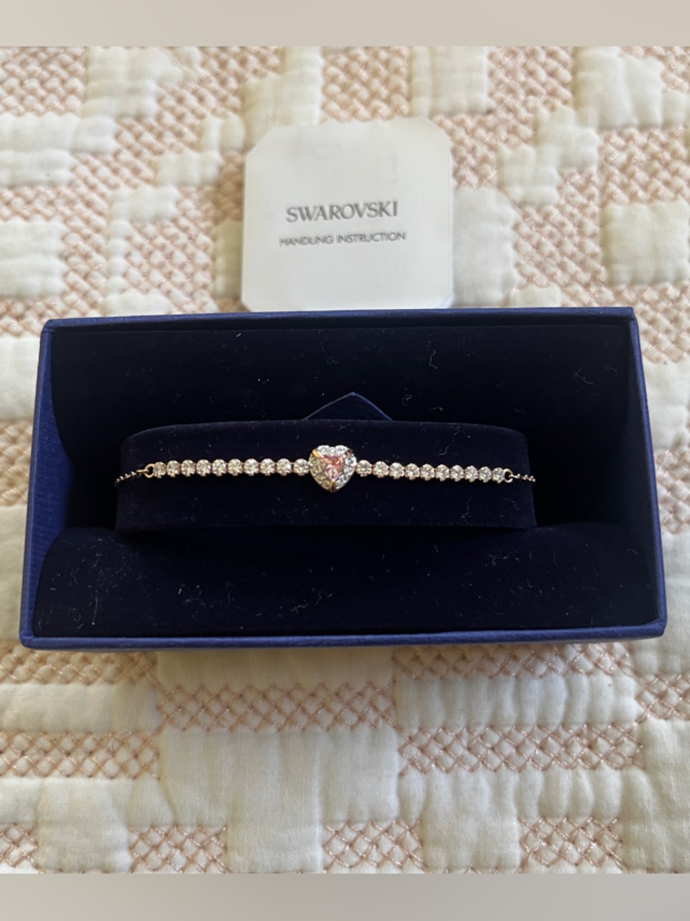 Dainty Rose Gold Swarovski Heart Crystal Bracelet